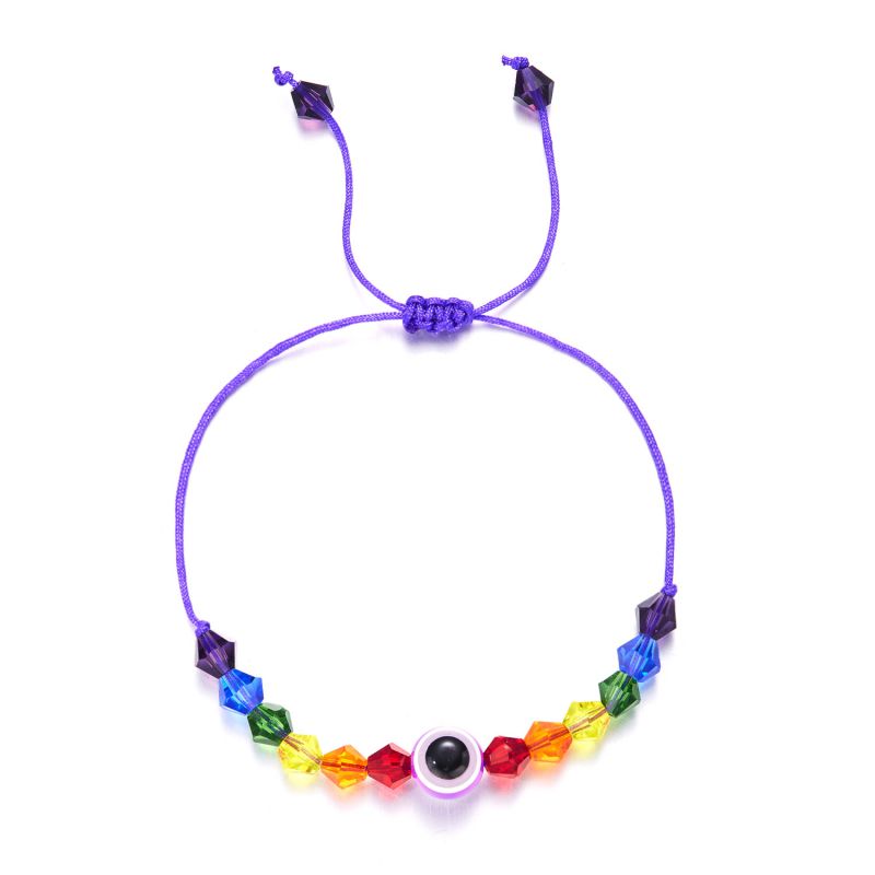 Fashion Purple Colorful Crystal Beaded Eyes Bracelet