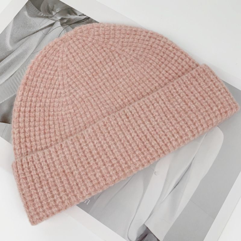 Fashion Light Pink Blended Knitted Beanie