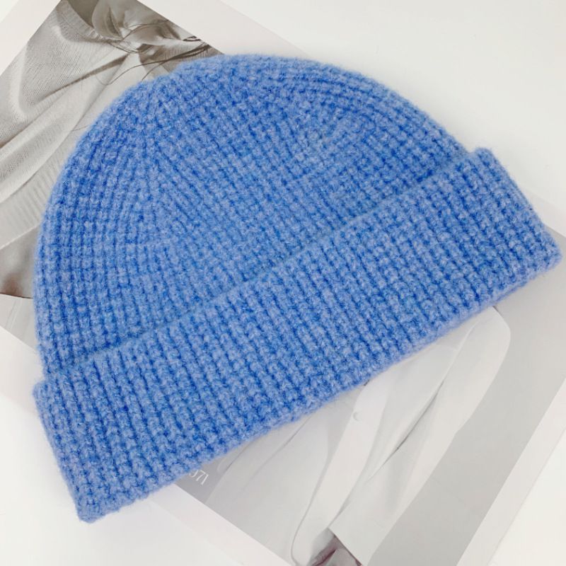 Fashion Light Blue Blended Knitted Beanie