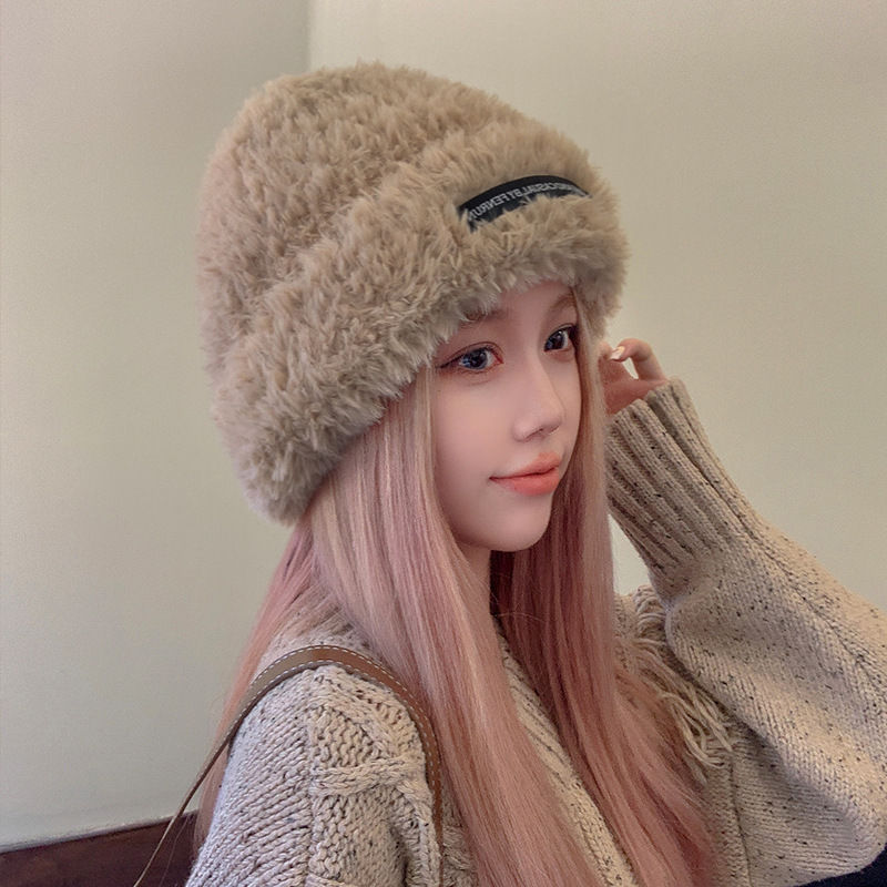 Fashion Light Card Polyester Letter Patch Plush Pullover Hat
