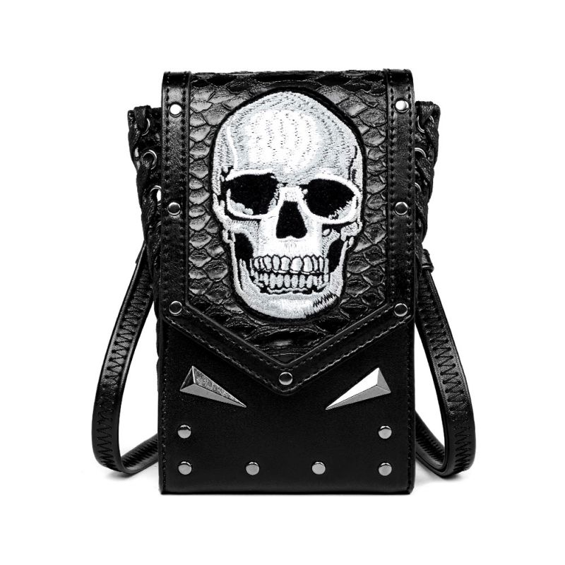 Fashion Black Pu Skull Crossbody Bag