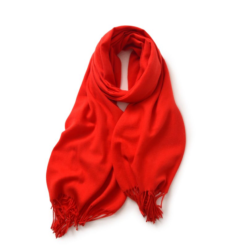 Fashion 4 Skin Red Faux Cashmere Fringed Scarf