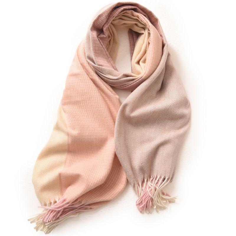 Fashion Pink. Faux Cashmere Colorblock Fringed Scarf
