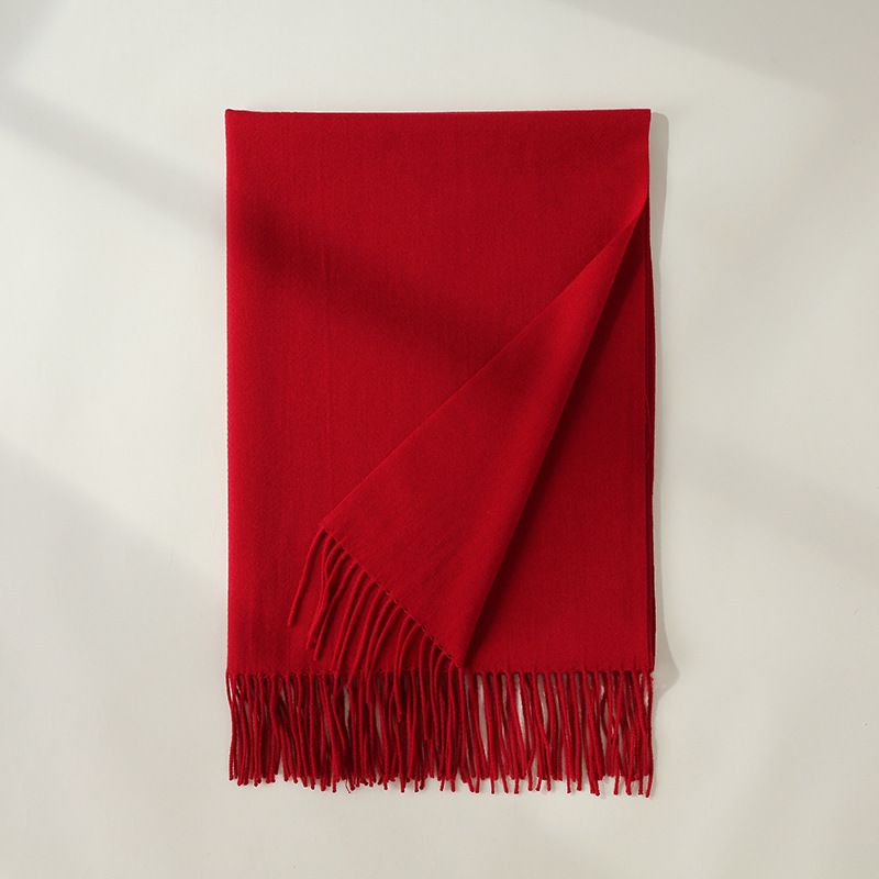 Fashion 2 Deep Red Faux Cashmere Fringed Scarf