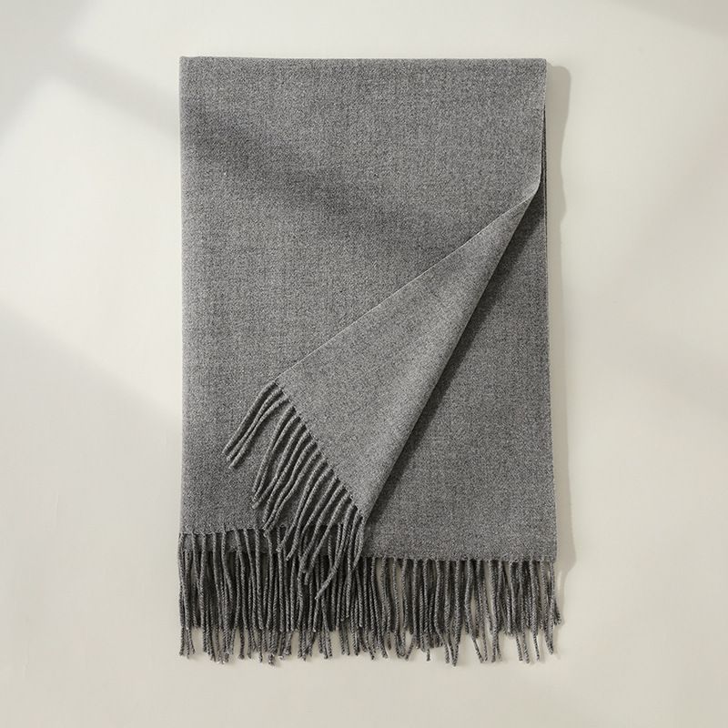Fashion 28 Light Gray Faux Cashmere Fringed Scarf