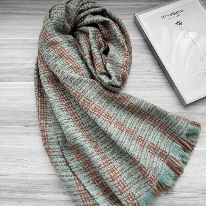 Fashion Small Fragrant Grass Green Polyester Check Print Scarf
