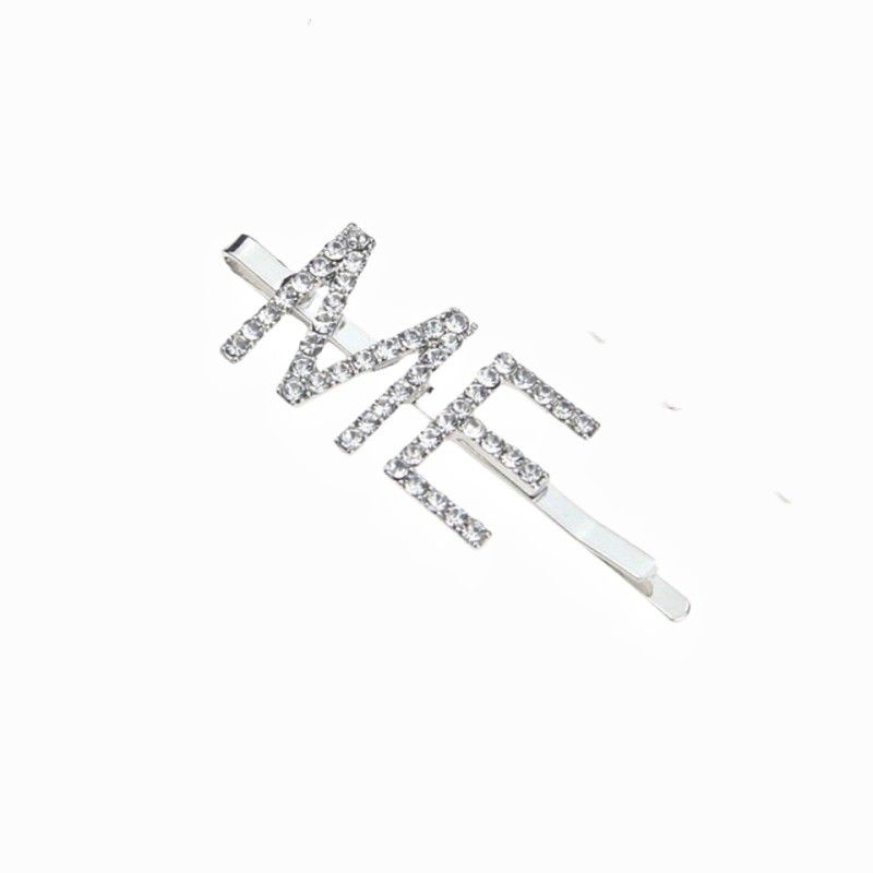 Fashion Silver Mef7504 Geometric Diamond Letter Hairpin
