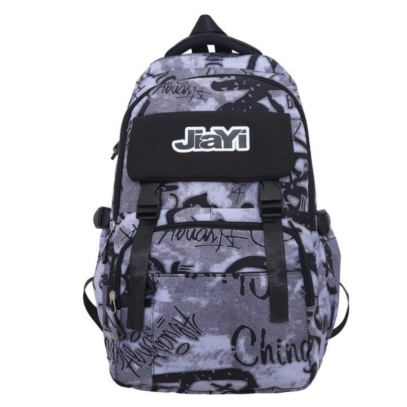 Fashion Blue Oxford Cloth Printed Large Capacity Backpack