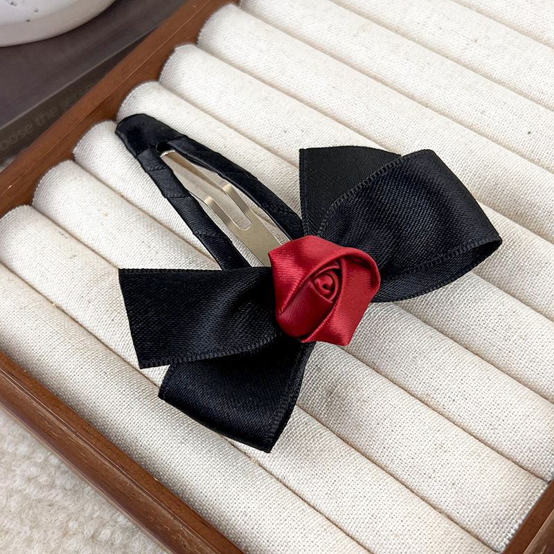 Fashion Black Fabric Flower Bow Hairpin