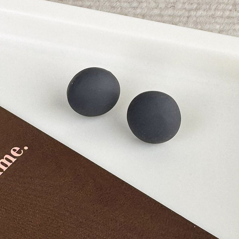 Fashion F Gray Black Acrylic Round Ball Beanie Earrings