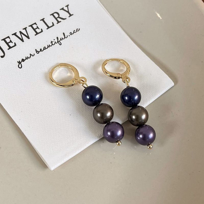 Fashion D Blue And Purple Gradient Earrings Gradient Shell Bead Hoop Earrings