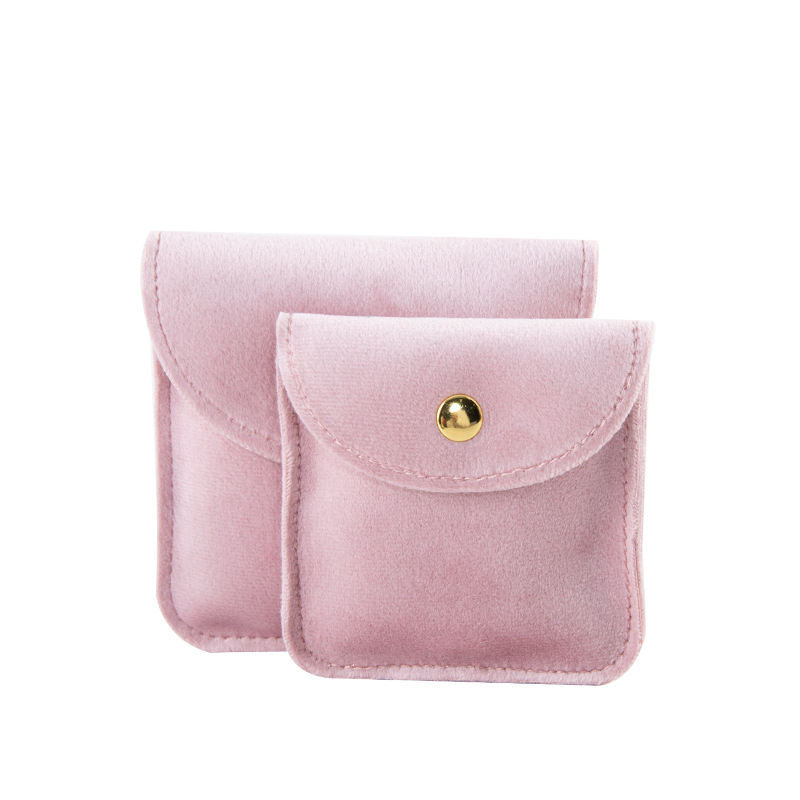 Fashion Pink Square-small Double-sided Velvet 6.5x6.5cm 10 Pcs Velvet Snap Jewelry Bag