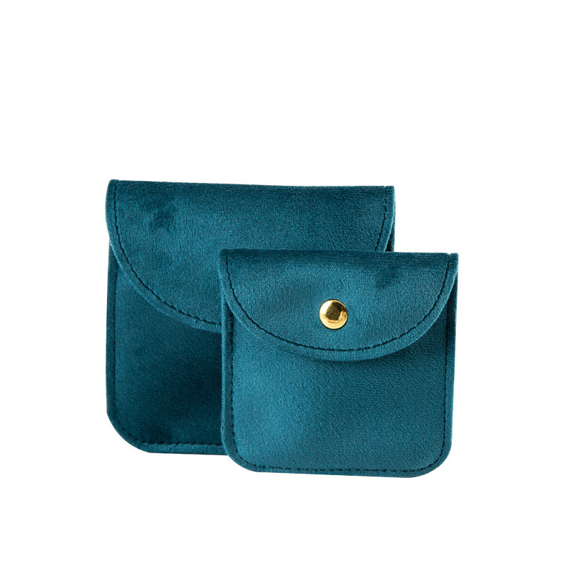 Fashion Peacock Blue Square-small Double Sided Velvet 6.5x6.5cm10 Pcs Velvet Snap Jewelry Bag