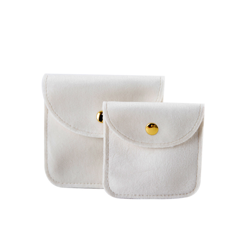 Fashion White Square-small Double-sided Velvet 6.5x6.5cm 10 Pcs Velvet Snap Jewelry Bag
