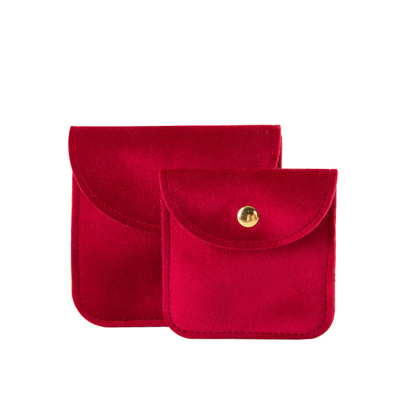 Fashion Red Square-small Double-sided Velvet 6.5x6.5cm 10 Pcs Velvet Snap Jewelry Bag
