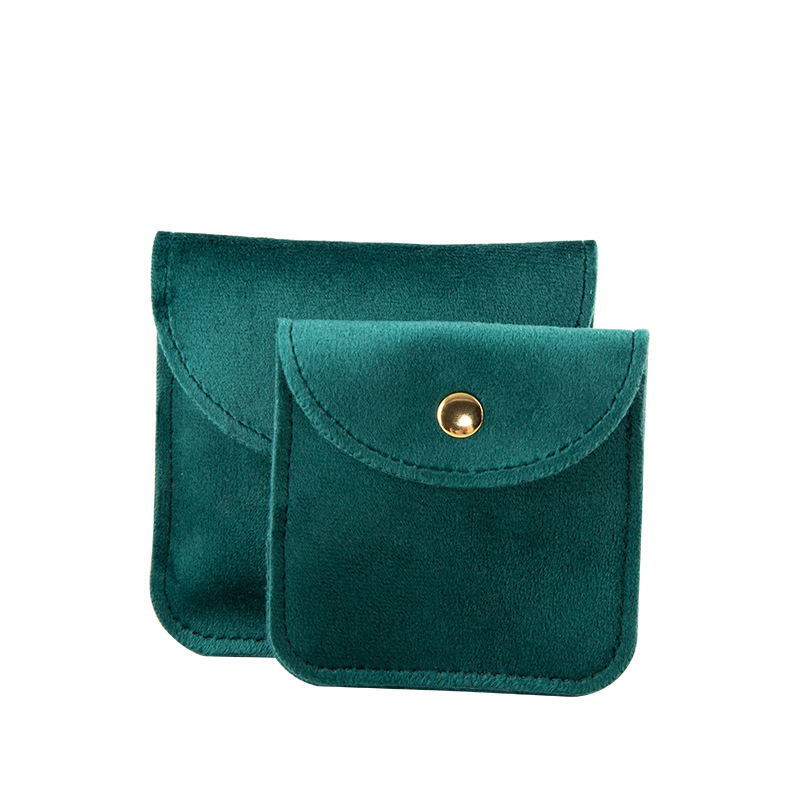 Fashion Dark Green Square-large Double-sided Velvet 9.5x10cm 10 Pcs Velvet Snap Jewelry Bag