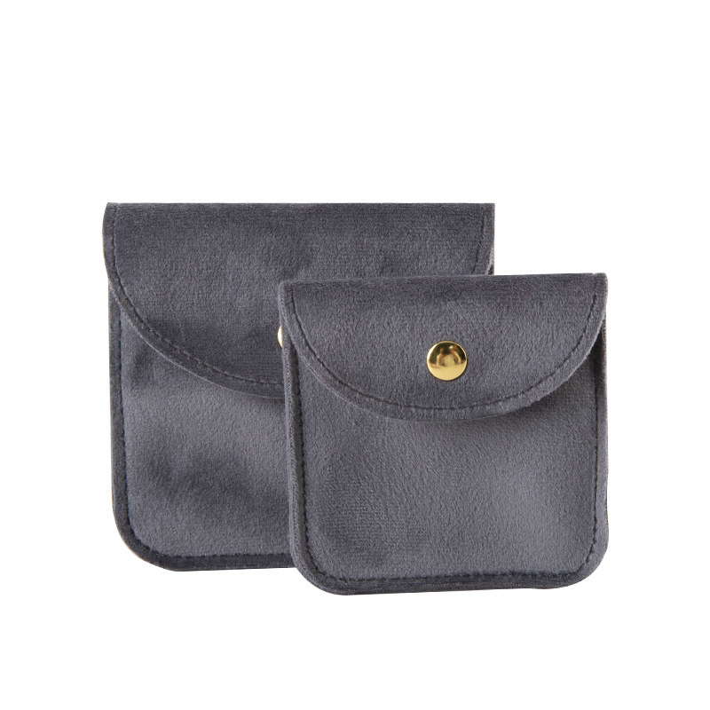 Fashion Dark Gray Square-large Double-sided Velvet 9.5x10cm 10 Pcs Velvet Snap Jewelry Bag