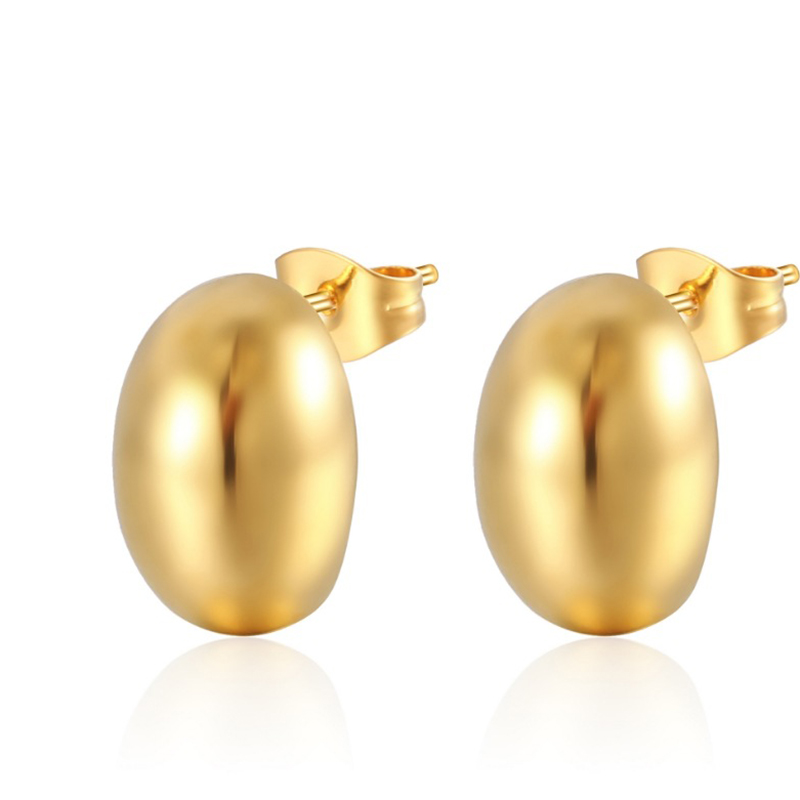 Fashion Gold Titanium Steel Geometric Peas Earrings
