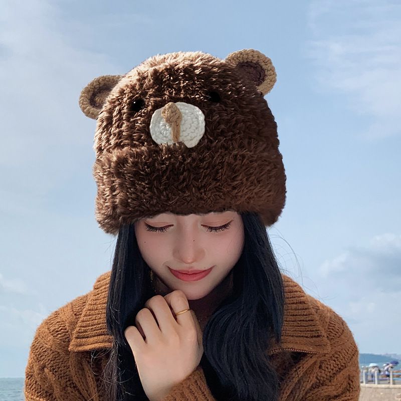 Fashion Coffee Bear Knitted Beanie