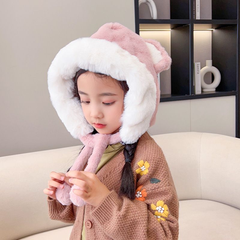 Fashion Skin Powder Polyester Children's Bear Hood