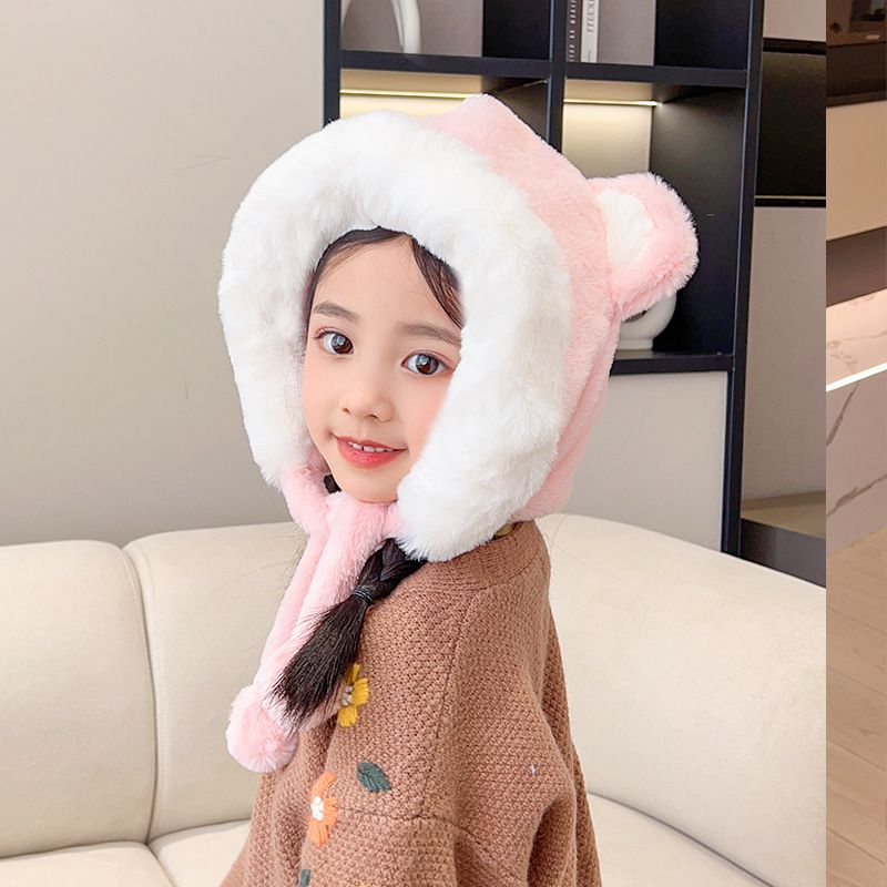 Fashion Pink Polyester Children's Bear Hood