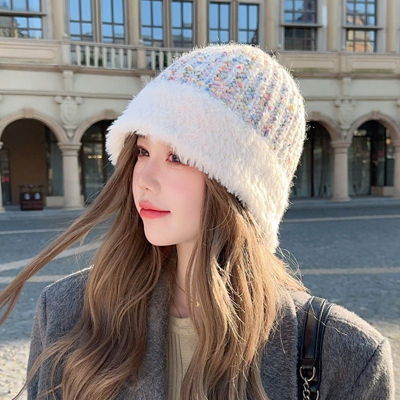 Fashion White Colorful Woolen Knitted Beanie