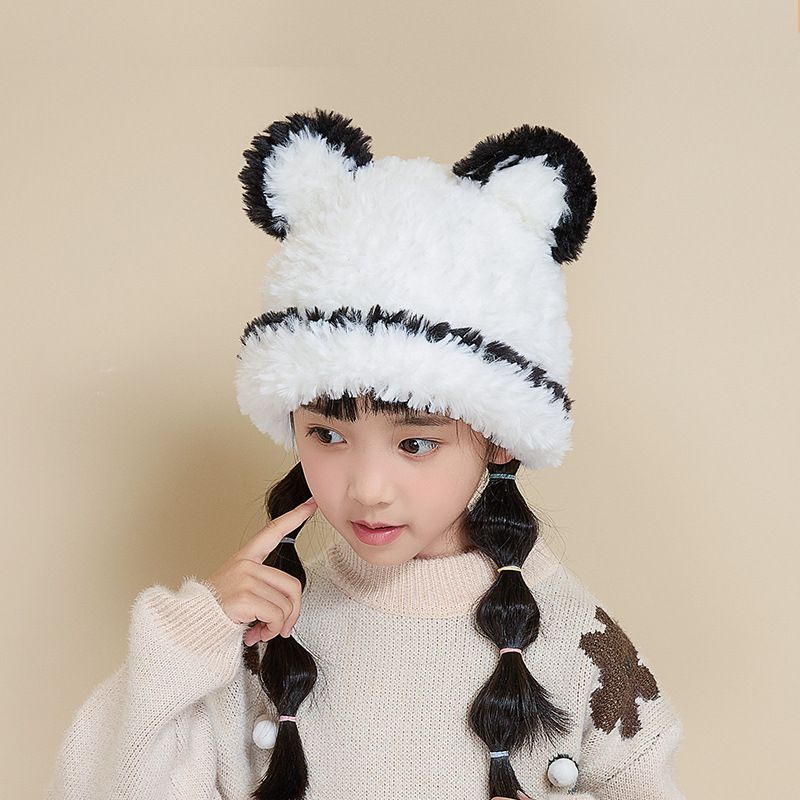 Fashion White Plush Children's Bear Hat