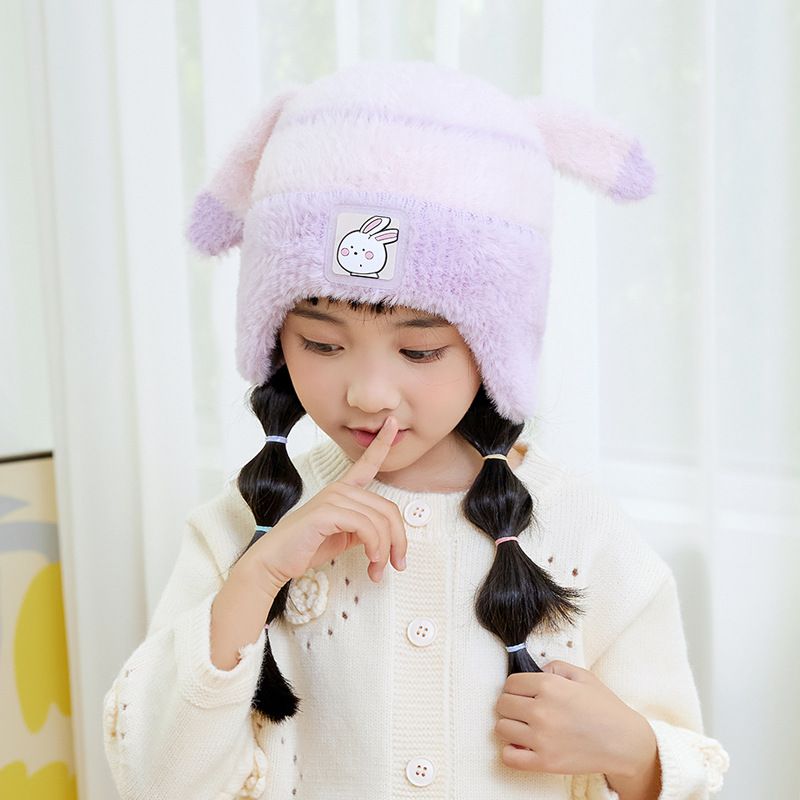 Fashion Purple Bunny Children's Cartoon Ear Protection Hood