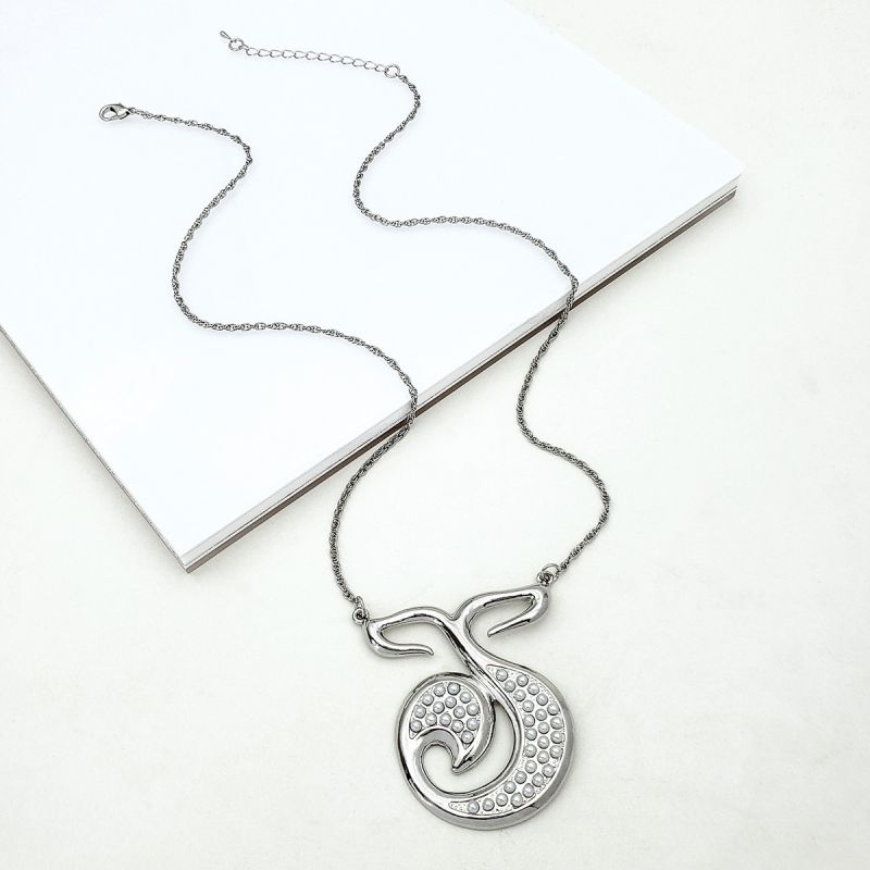 Fashion Silver Alloy Diamond Geometric Fishtail Necklace