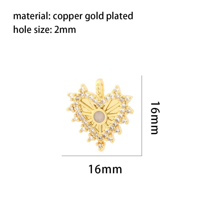 Fashion 12# Copper Inlaid Opal Geometric Love Pendant