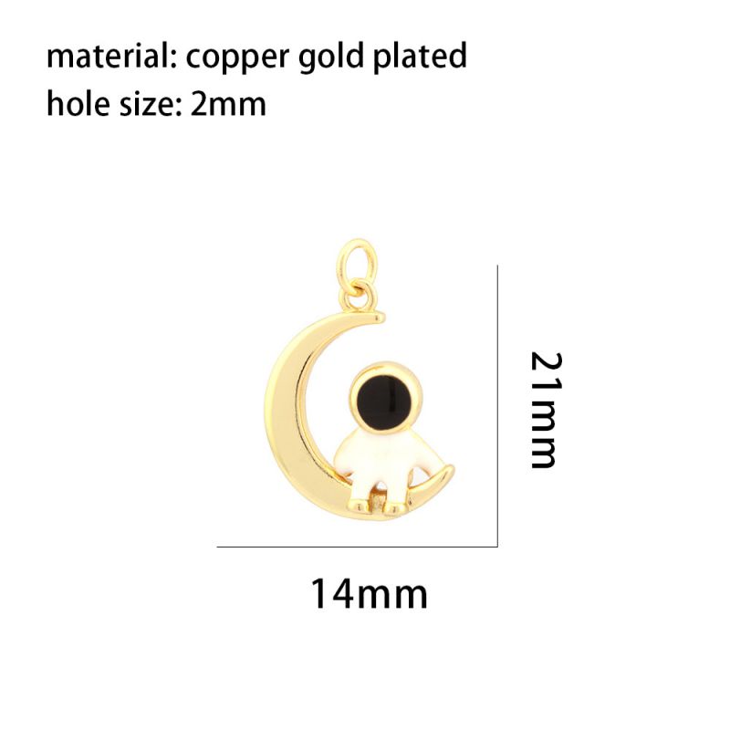 Fashion 5# Copper Inlaid Zirconium Moon Astronaut Accessory Pendant