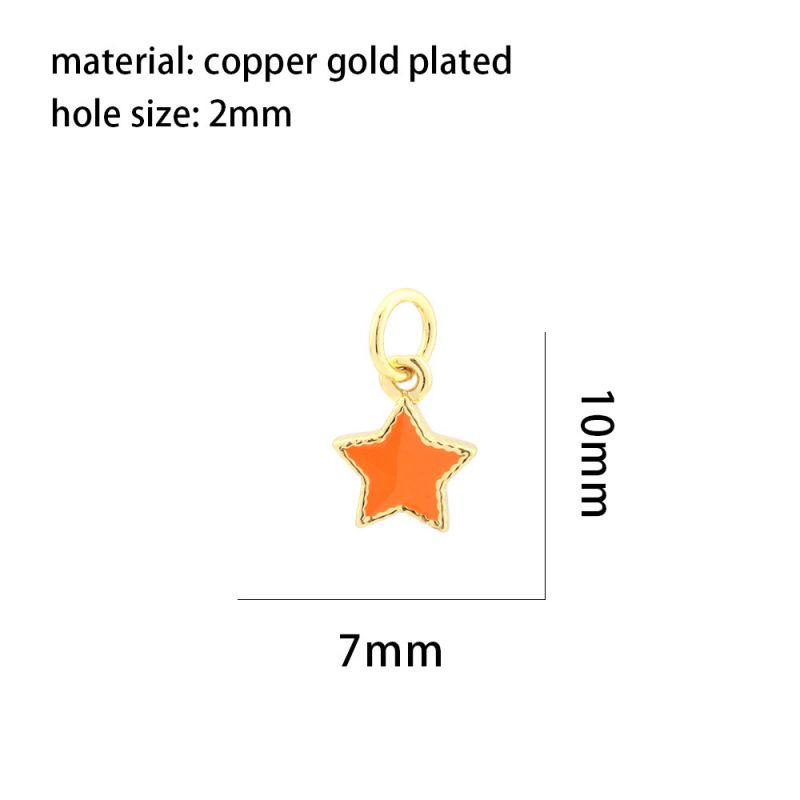 Fashion Orange Copper Dripping Oil Five-pointed Star Pendant Accessories