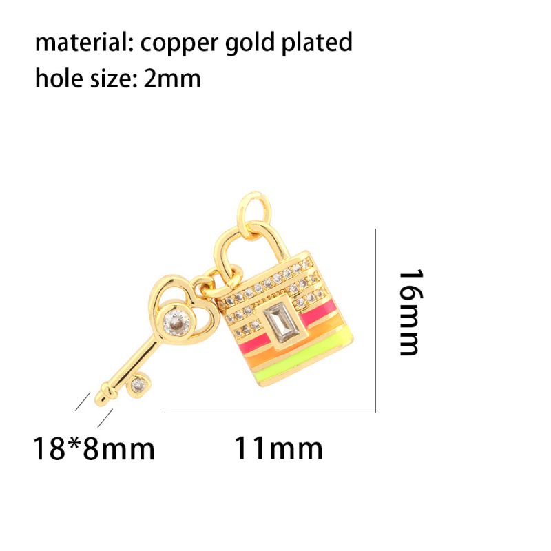 Fashion 3# Copper Inlaid Diamond Oil Key Lock Pendant Accessories