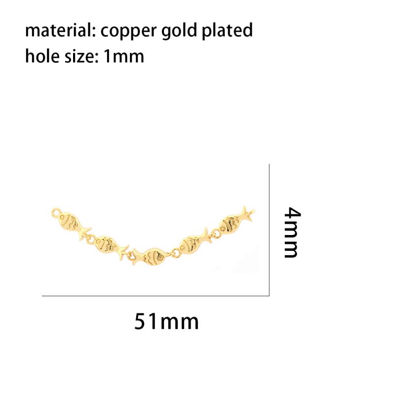 Fashion 1# Copper Gold-plated Three-dimensional Goldfish Perforated Bead Bracelet Material