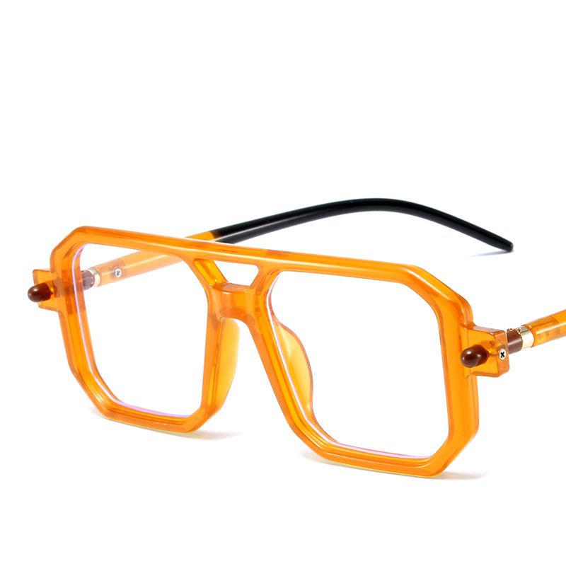 Fashion Jelly Orange Blu-ray Film Pc Square Double Bridge Large Frame Sunglasses