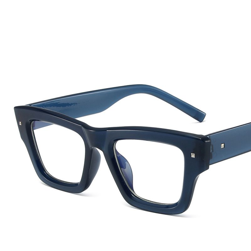 Fashion Transparent Blue Frame White Film Pc Square Large Frame Sunglasses