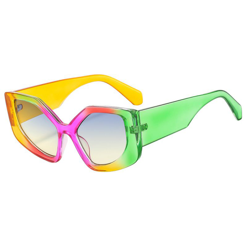 Fashion Yellow-green Frame Green-yellow Tablets Ac Polygon Sunglasses