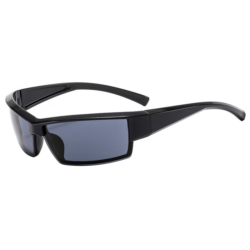 Fashion Glossy Black Framed Black And Gray Film Ac Square Frame Sunglasses