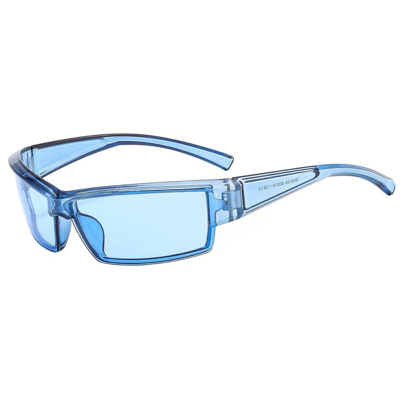 Fashion Transparent Blue Frame Blue Film Ac Square Frame Sunglasses