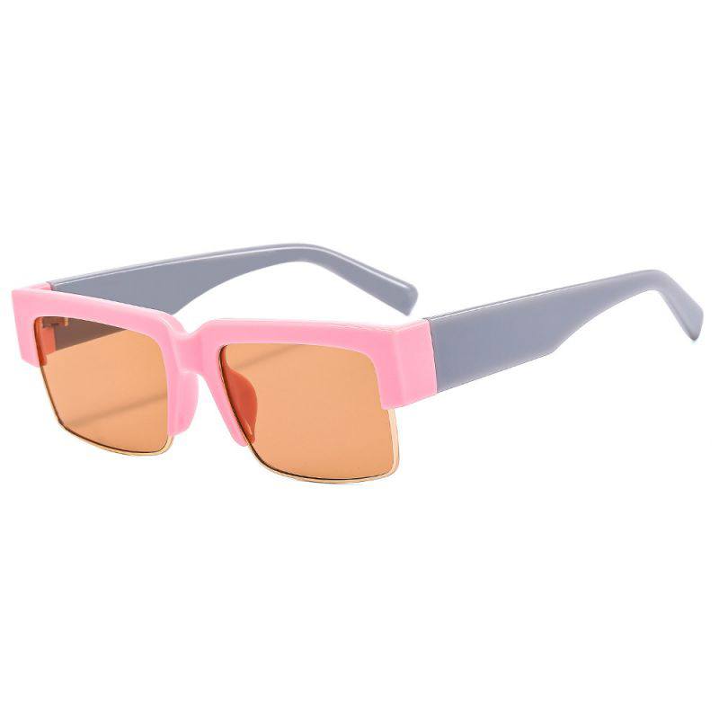 Fashion Pink Framed Champagne Slices Ac Square Frame Sunglasses