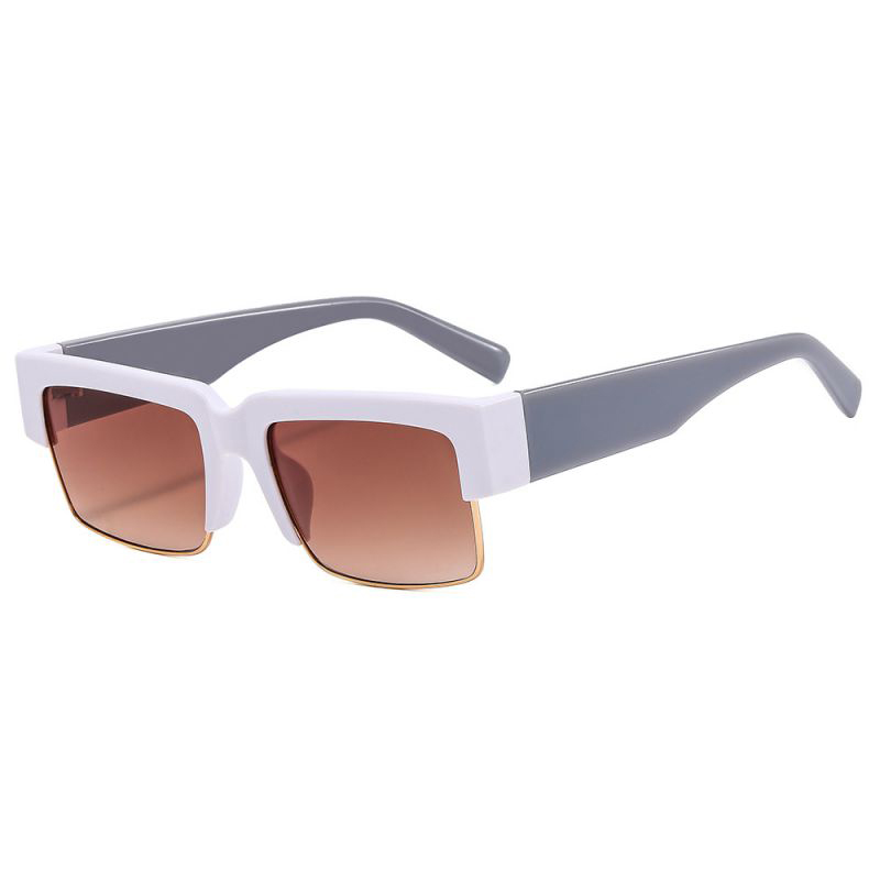 Fashion White Frame Double Tea Tablets Ac Square Frame Sunglasses