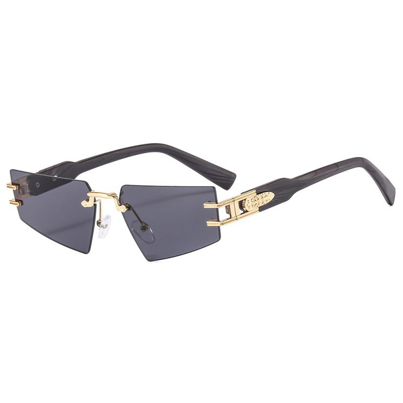 Fashion Black And Gray Film Square Rimless Sunglasses