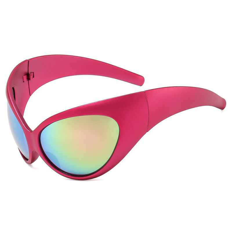 Fashion Red Frame Pink Mercury Ac Irregular Wide-leg Sunglasses