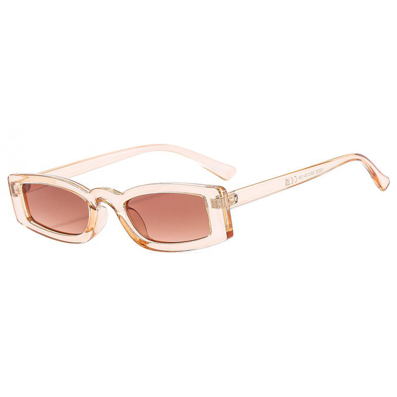 Fashion Champagne Frame Double Tea Slices Square Small Frame Sunglasses