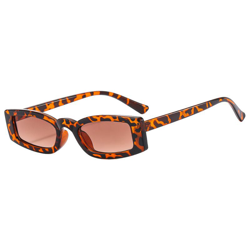 Fashion Leopard Print Frame Double Tea Piece Square Small Frame Sunglasses
