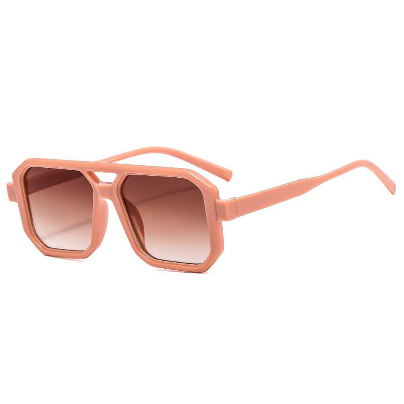 Fashion Pink Frame Double Tea Tablets Large Square Frame Sunglasses