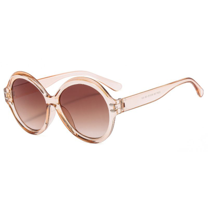 Fashion Champagne Frame Double Tea Slices Round Frame Rice Nail Sunglasses