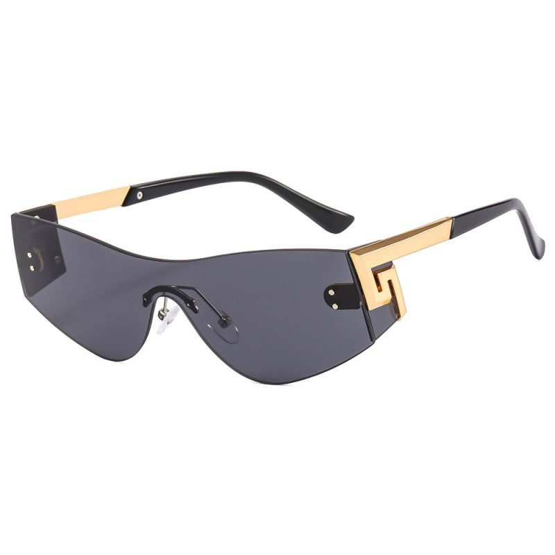 Fashion Black Gold Leg Gray Piece Frameless One-piece Sunglasses