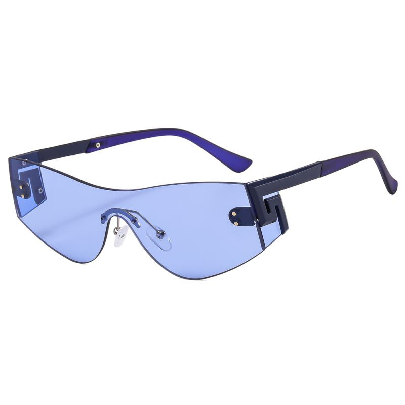 Fashion Blue Legs Blue Film Frameless One-piece Sunglasses