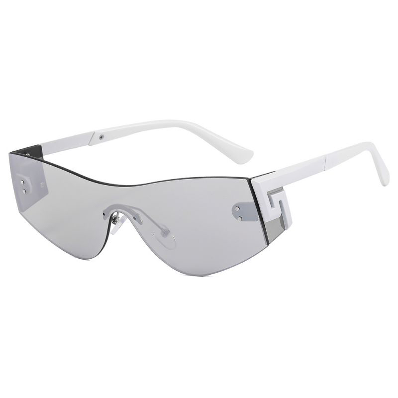 Fashion White Leg Silver Piece Frameless One-piece Sunglasses
